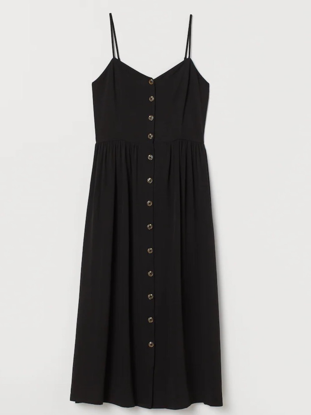 H&M Strappy Button-Front Midi Dress Black Size 8